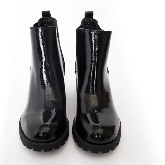 Patent leather look lug sole Chelsea boot black Dirty Laundry Lita 8.5 fall boot - Picture 3 of 16